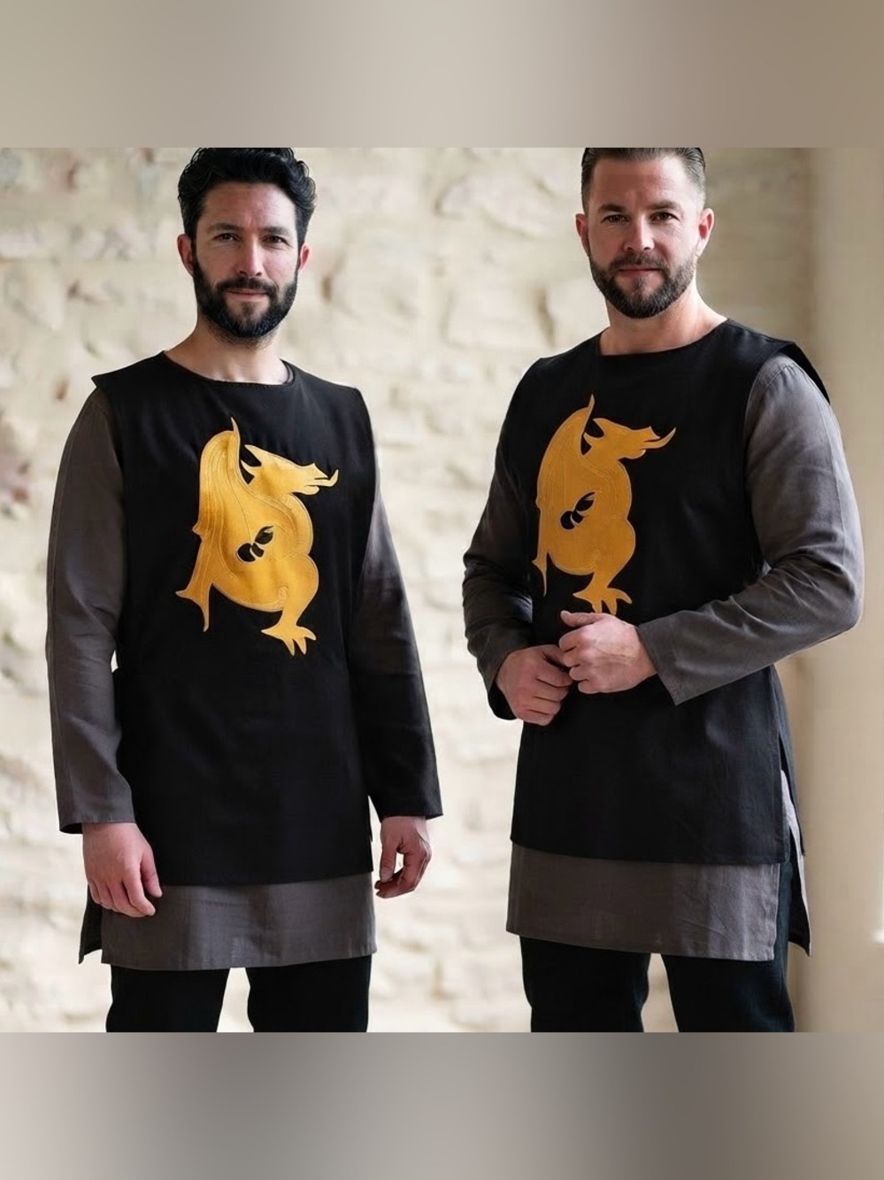 Set of 2 Handmade Medieval Dragon Felt Applique Surcoat Costume Pair Halloween
